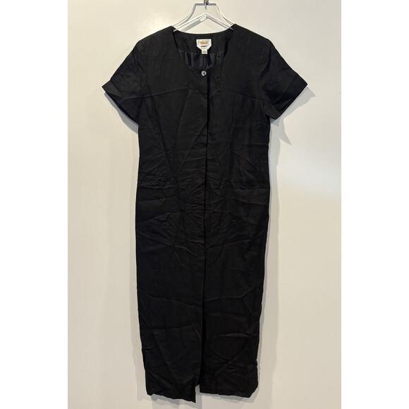 Talbots Black Irish Linen Button Front Midi Shirt Dress Womens Size 14 (1885) - Picture 1 of 3